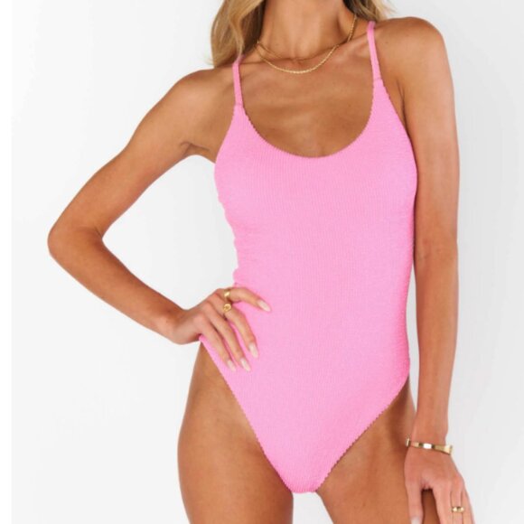 ShowMeYourMumu Positano One Piece Swimsuit, Bubblegum Scrunch - Picture 1 of 4